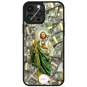 San Judas Tadeo Saint Design Phone Case with Money Pattern